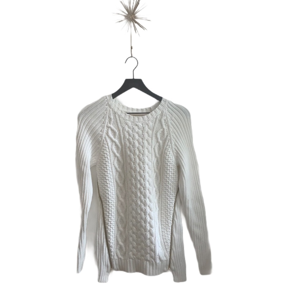 MICHAEL Michael Kors Cable Knit Crew Zip Sweater